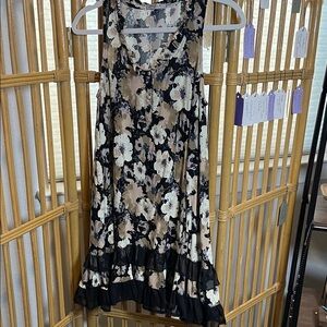 Vintage Profile Apparel Floral Sleeveless Dress with Ruffle Hem